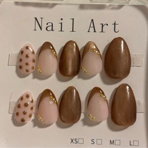 Elegant Brown and Pink Nail Art Set